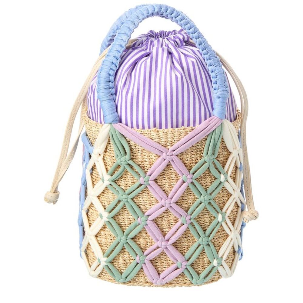 Rafé Michelle Straw Bucket Tote, Purple - Picture 2 of 4